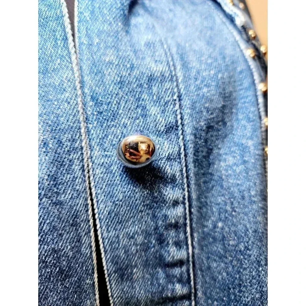 Vintage I.B. Diffusion Denim Jean Jacket Silver & Turquoise Studs Size 1… - Picture 5 of 14